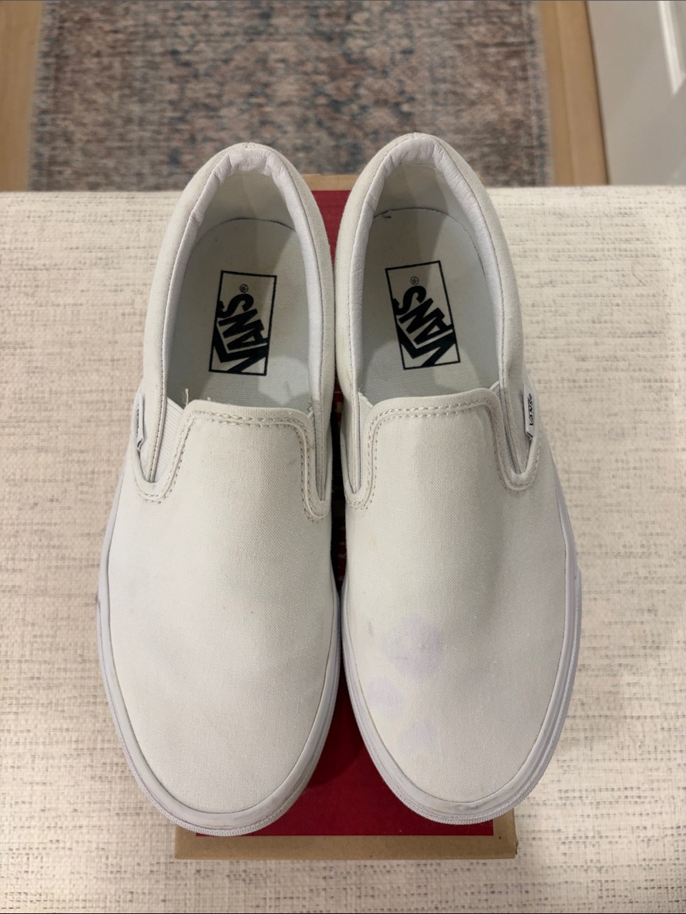 Vans Classic Slip-On True White Canvas Sneakers – Women’s Size 8 - Picture 8 of 9